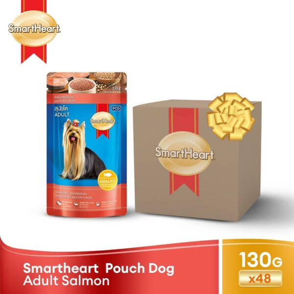 SET OF 48s SmartHeart Wet Dog Food in Pouch for Adult Salmon 130g
