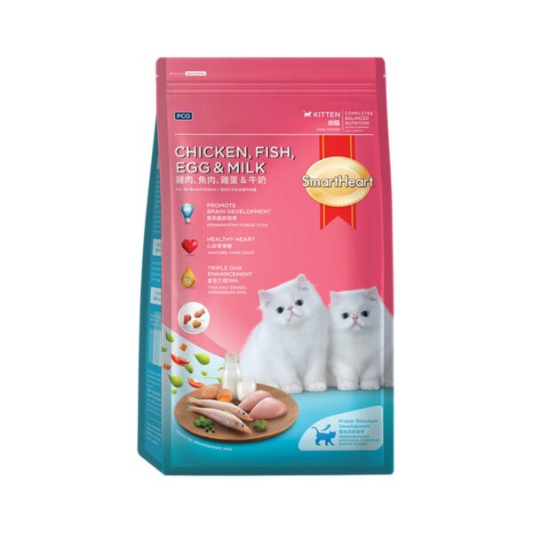 SmartHeart Dry Cat Food for Kitten Chicken, Fish, Egg & Milk 1.1kg - Image 2