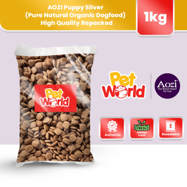 AOZI Puppy Silver (Pure Natural Organic Dogfood) 1kg - High Quality Repacked