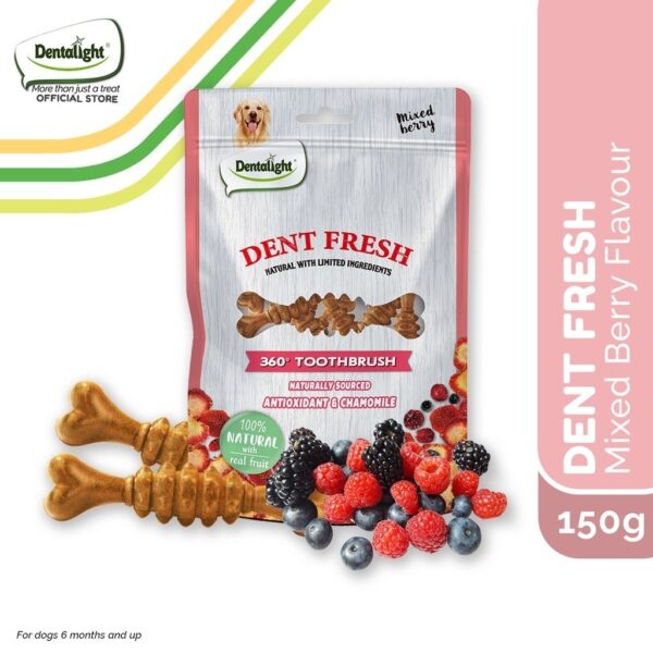 Dentalight Dental Dog Treats Mixed Berry Calming Effect Antioxidants Chamomile 150g
