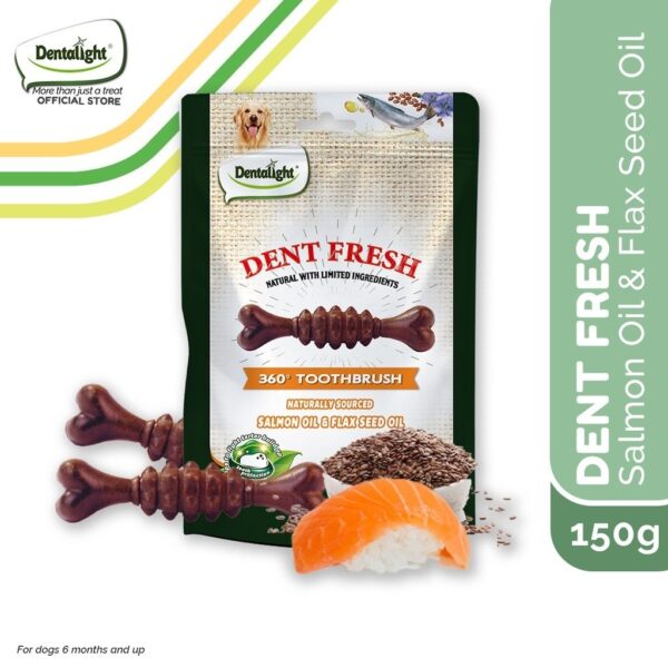 Dentalight Dental Dog Treats 18pcs for Coat Care Salmon Oil & Flaxseed Oil 150g