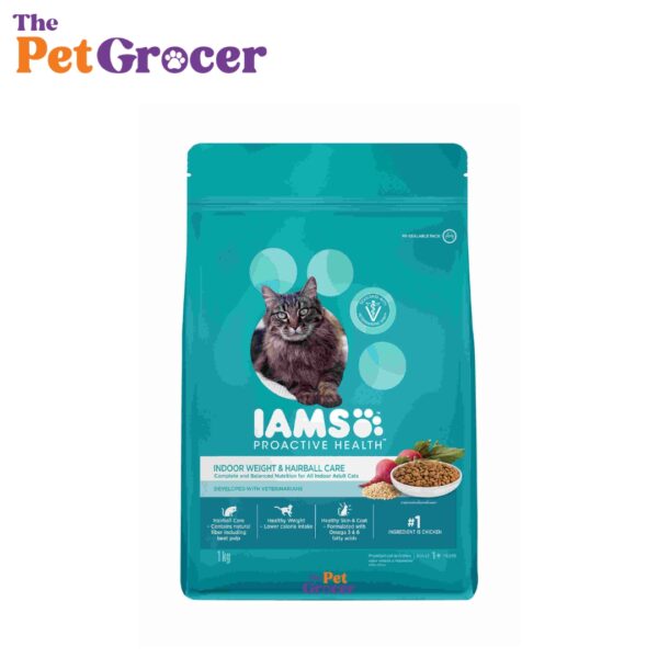 IAMS Cat Dry Food Healthy Adult Indoor & Hairball Care 1kg